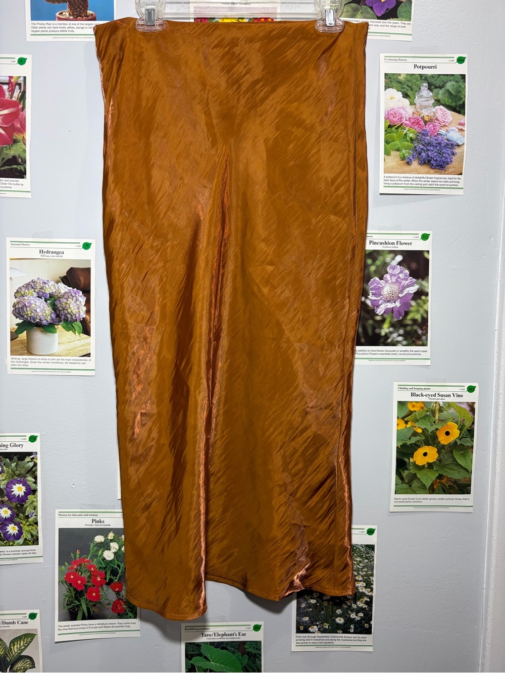 Anthropologie Satin Maxi Skirt in Copper Brown